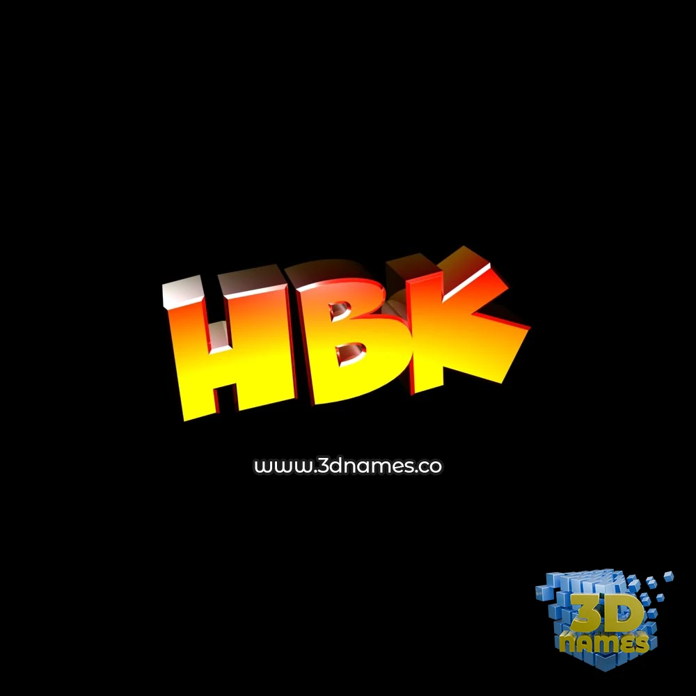 hbk in Black Background style - 3D name wallpaper