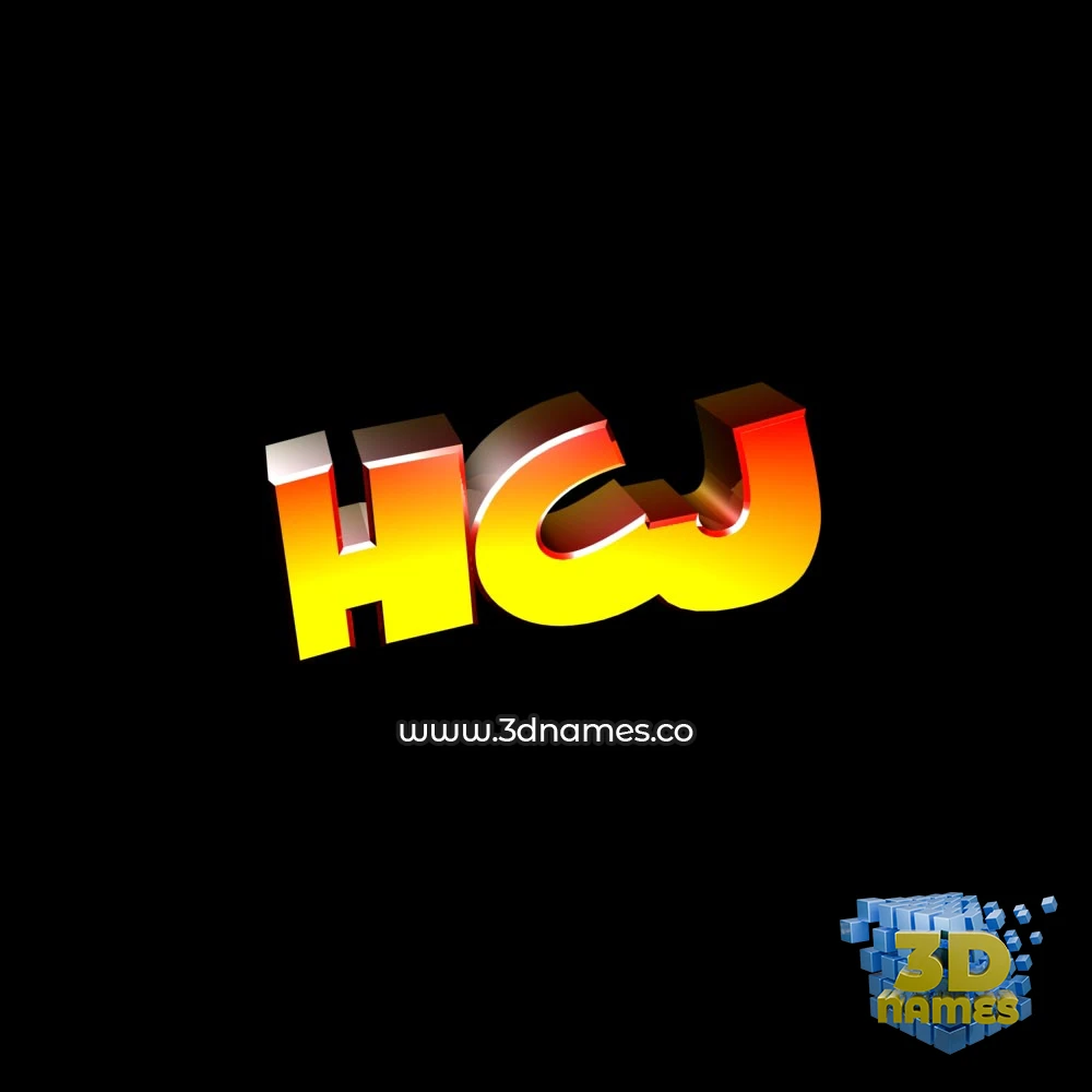 hcj in Black Background style - 3D name wallpaper