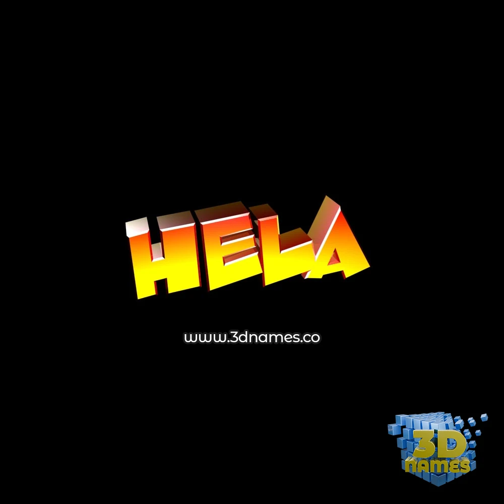 hela in Black Background style - 3D name wallpaper
