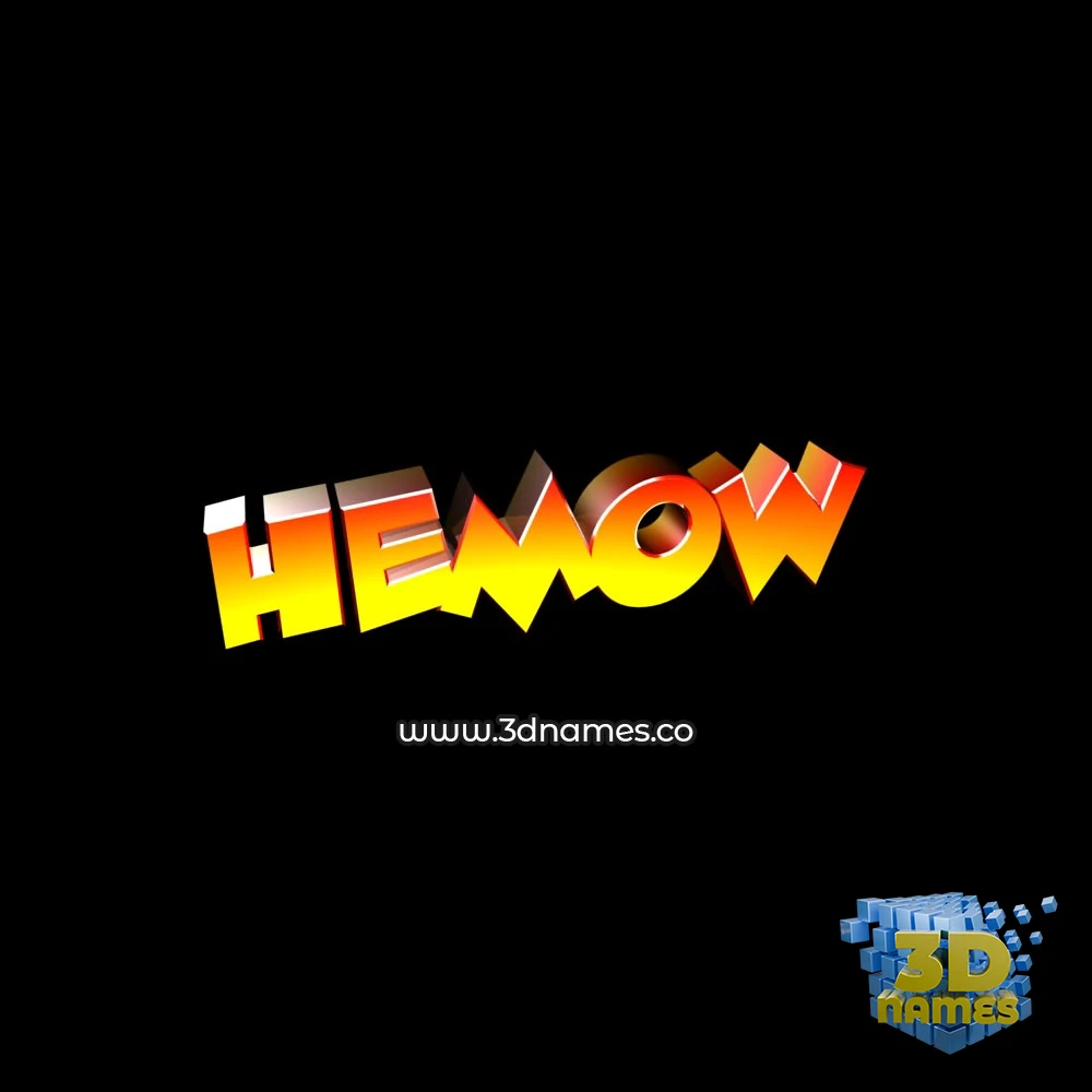 hemow in Black Background style - 3D name wallpaper