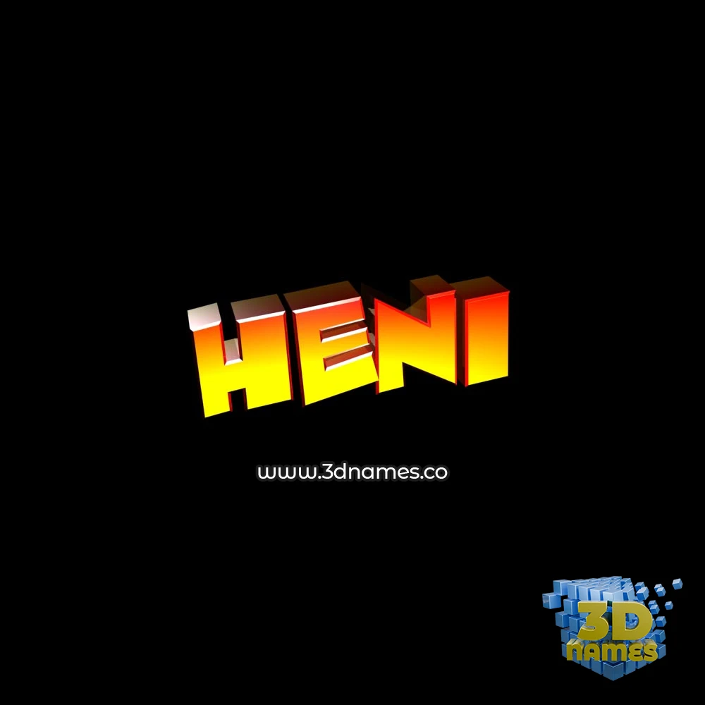 heni in Black Background style - 3D name wallpaper