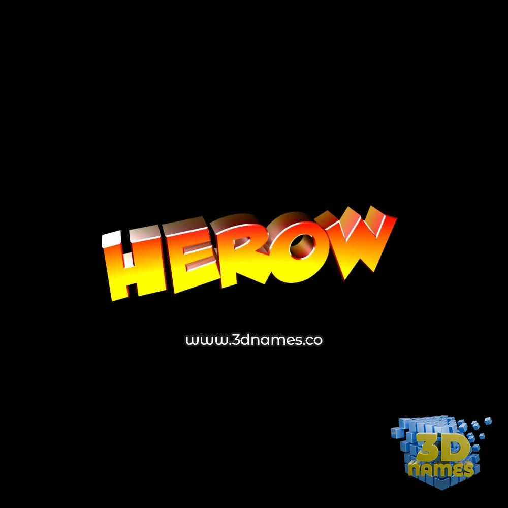 herow in Black Background style - 3D name wallpaper