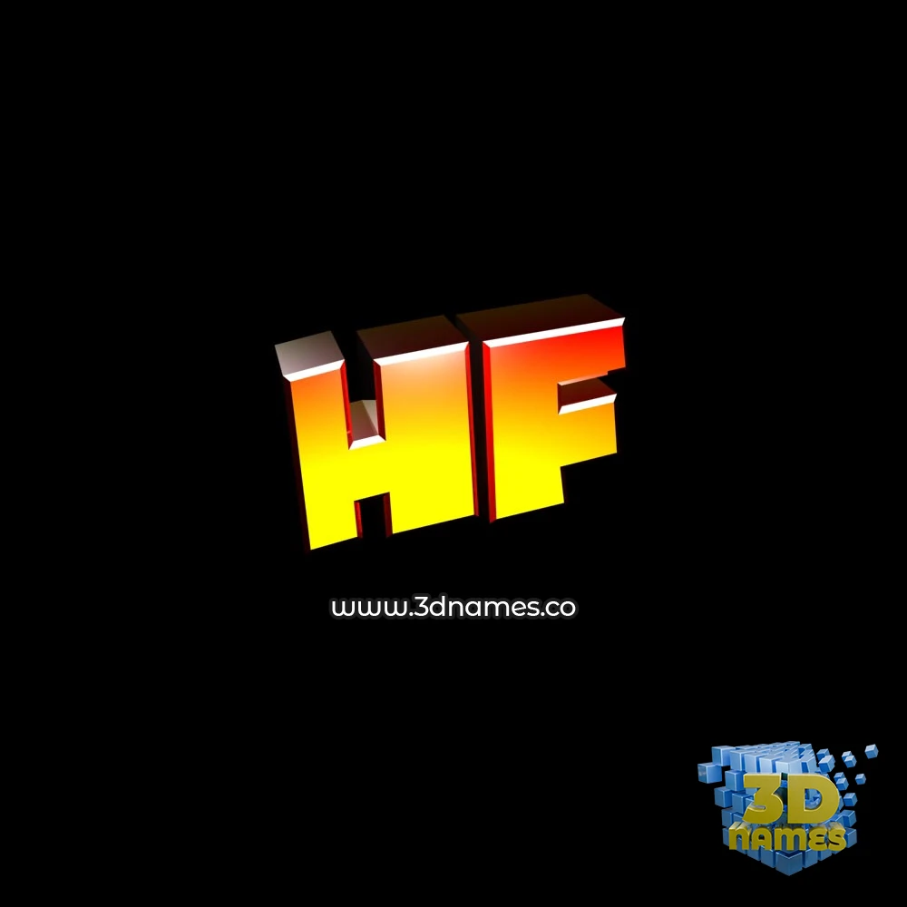 hf in Black Background style - 3D name wallpaper