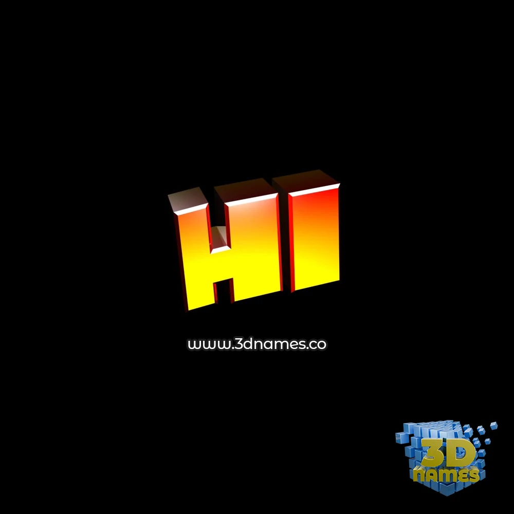hi in Black Background style - 3D name wallpaper