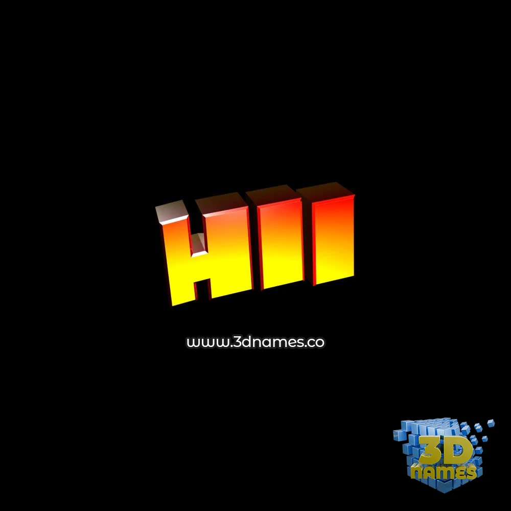 hii in Black Background style - 3D name wallpaper