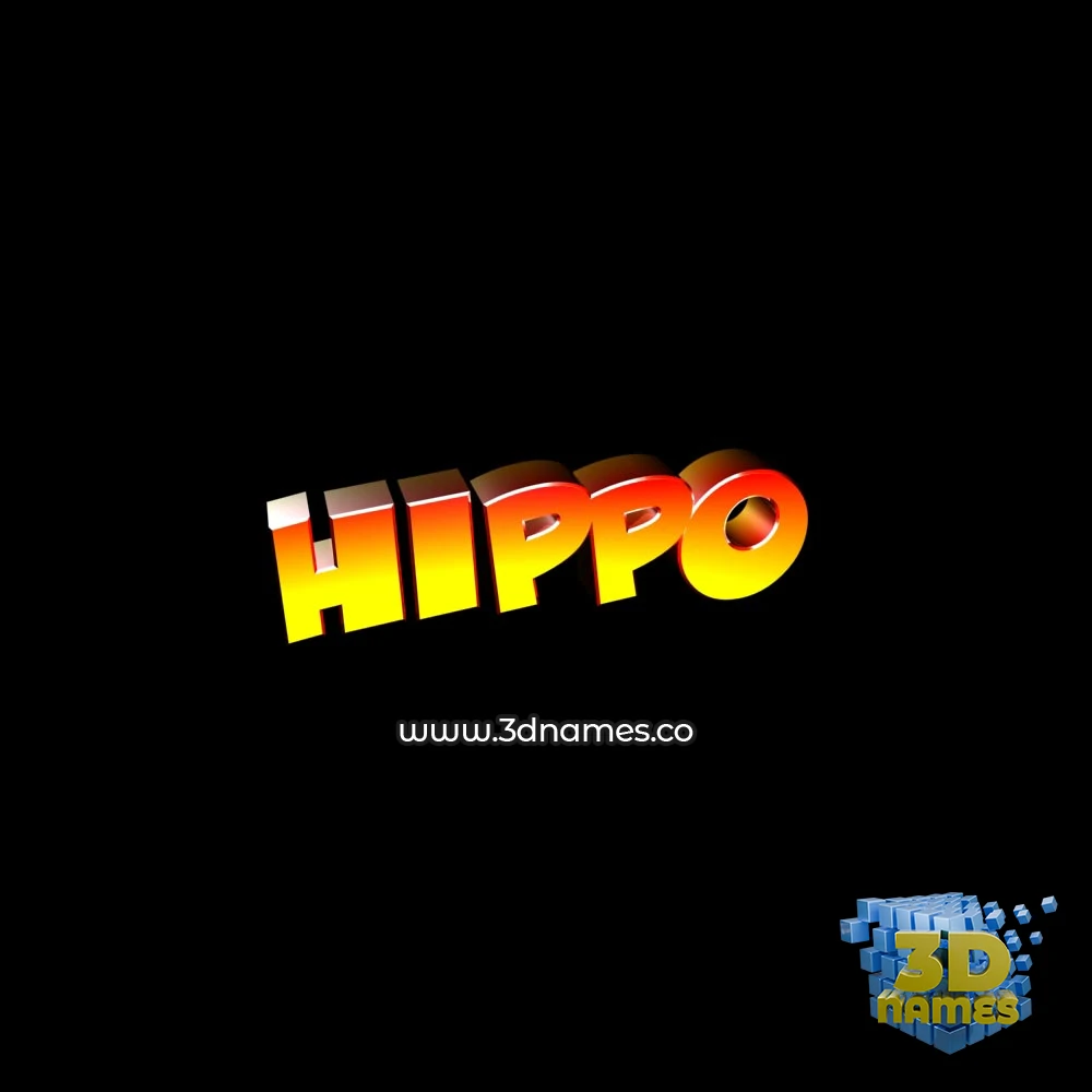 hippo in Black Background style - 3D name wallpaper