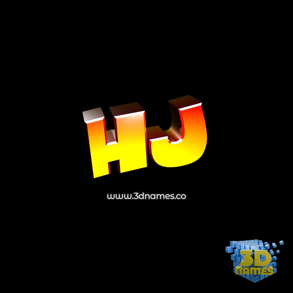 hj in Black Background style - 3D name wallpaper