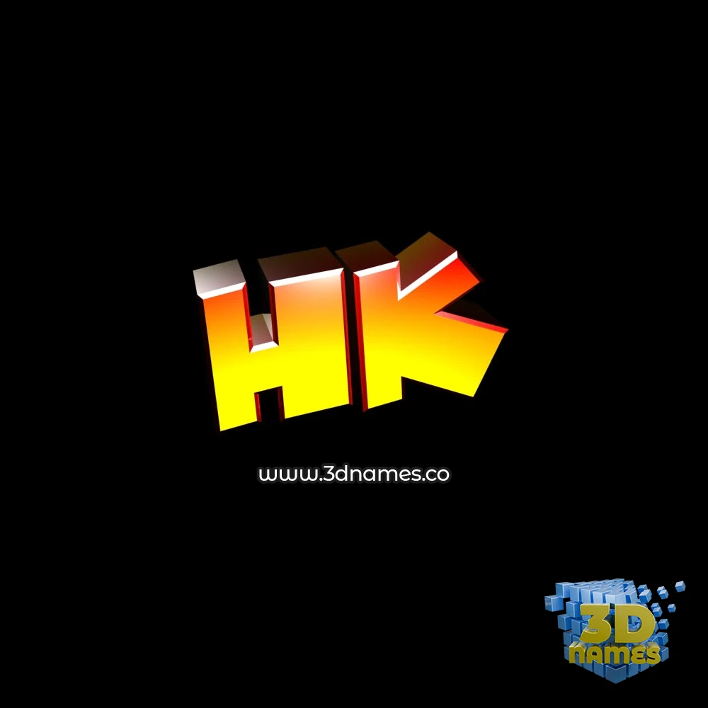 hk in Black Background style - 3D name wallpaper