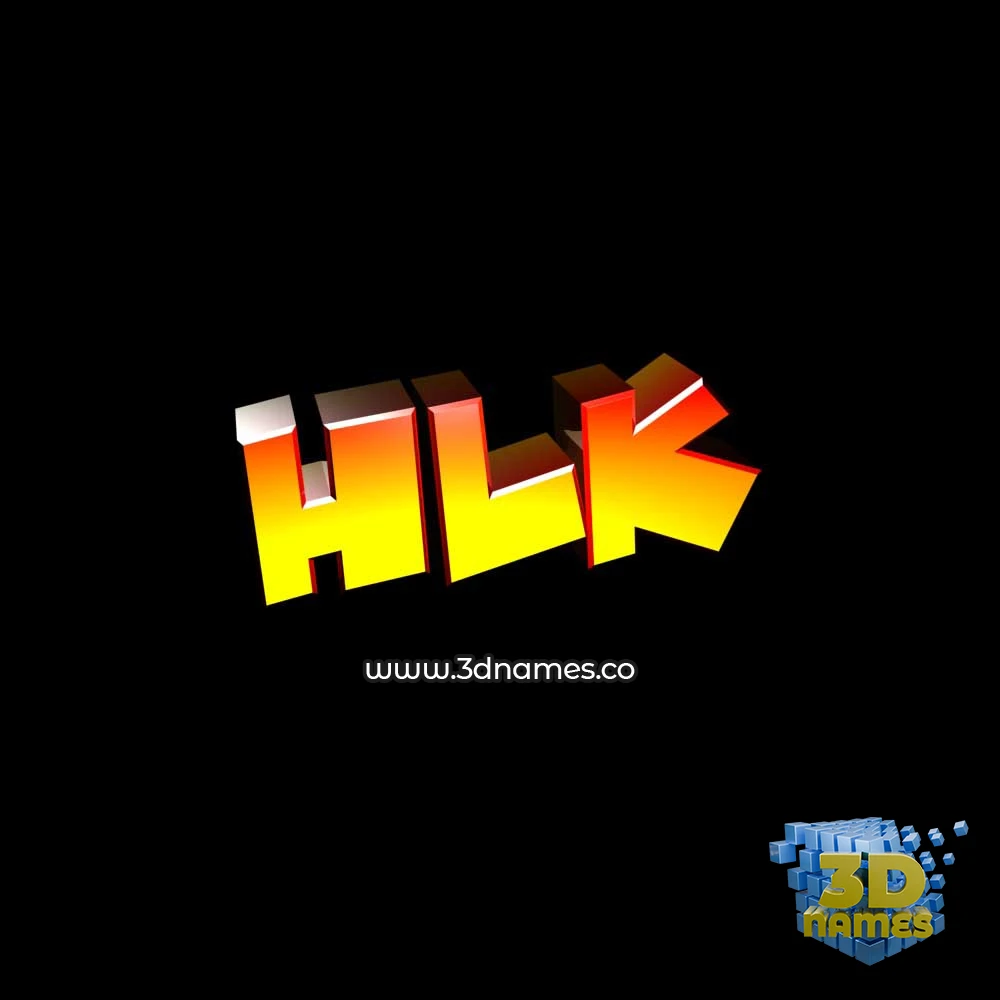 hlk in Black Background style - 3D name wallpaper
