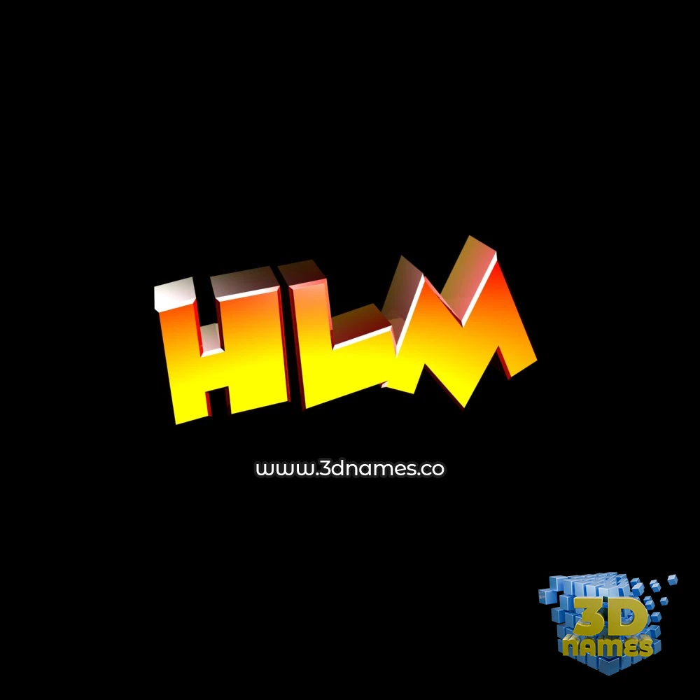 hlm in Black Background style - 3D name wallpaper