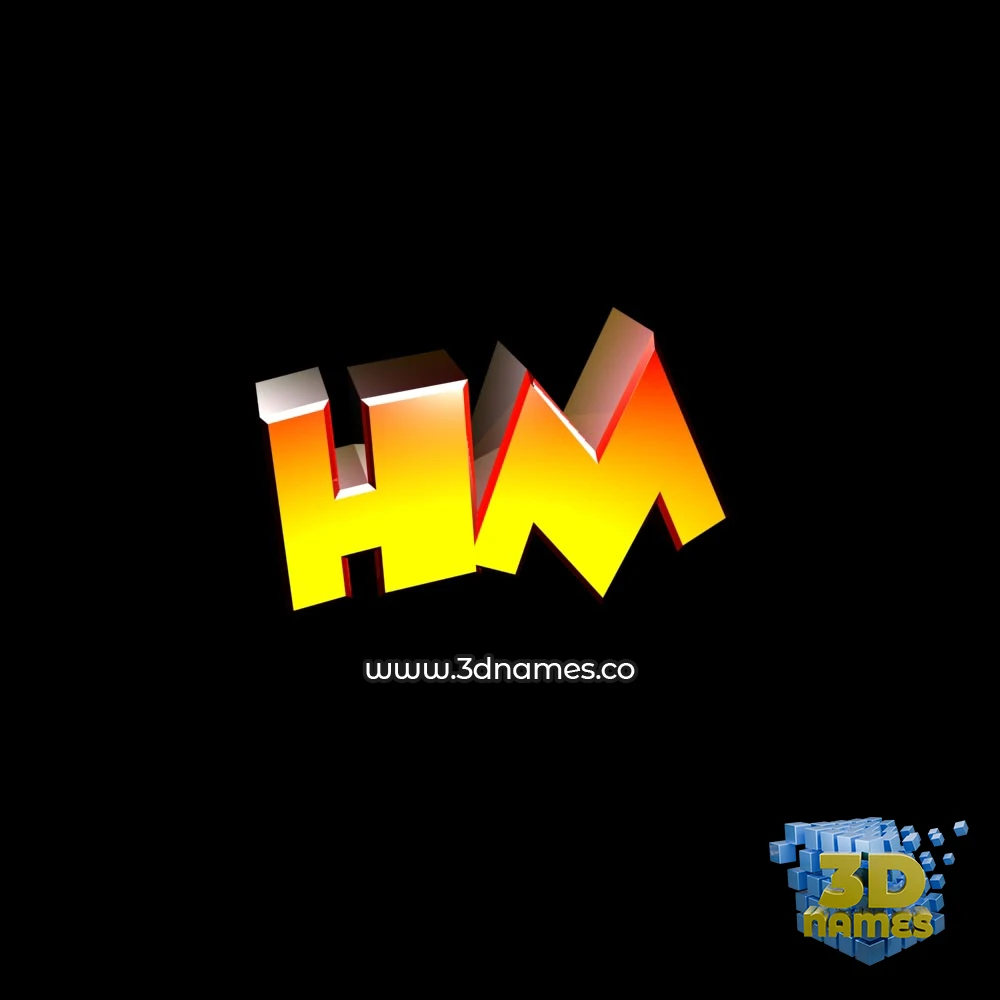 hm in Black Background style - 3D name wallpaper