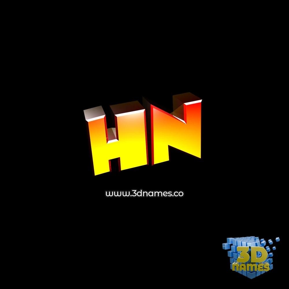 hn in Black Background style - 3D name wallpaper