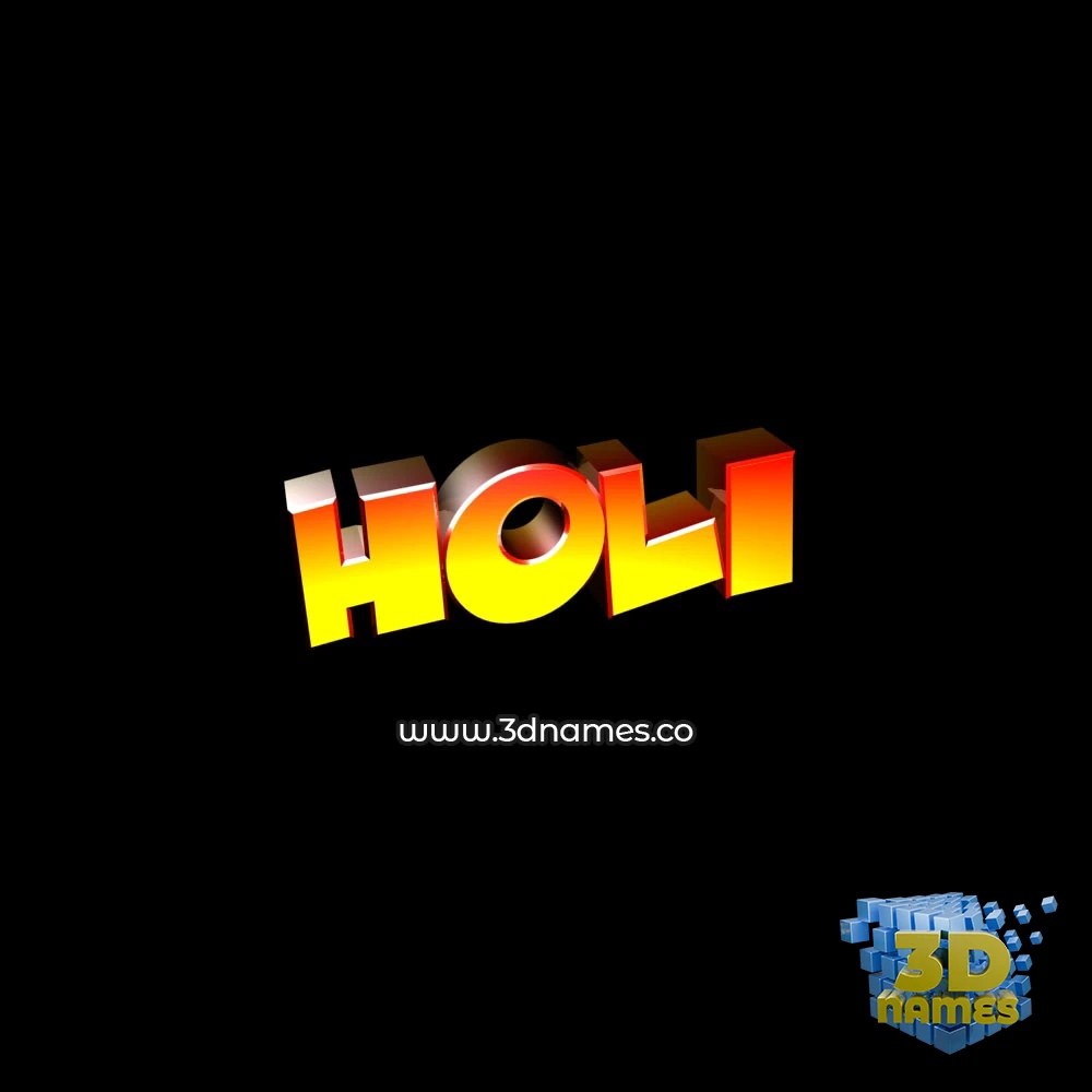holi in Black Background style - 3D name wallpaper