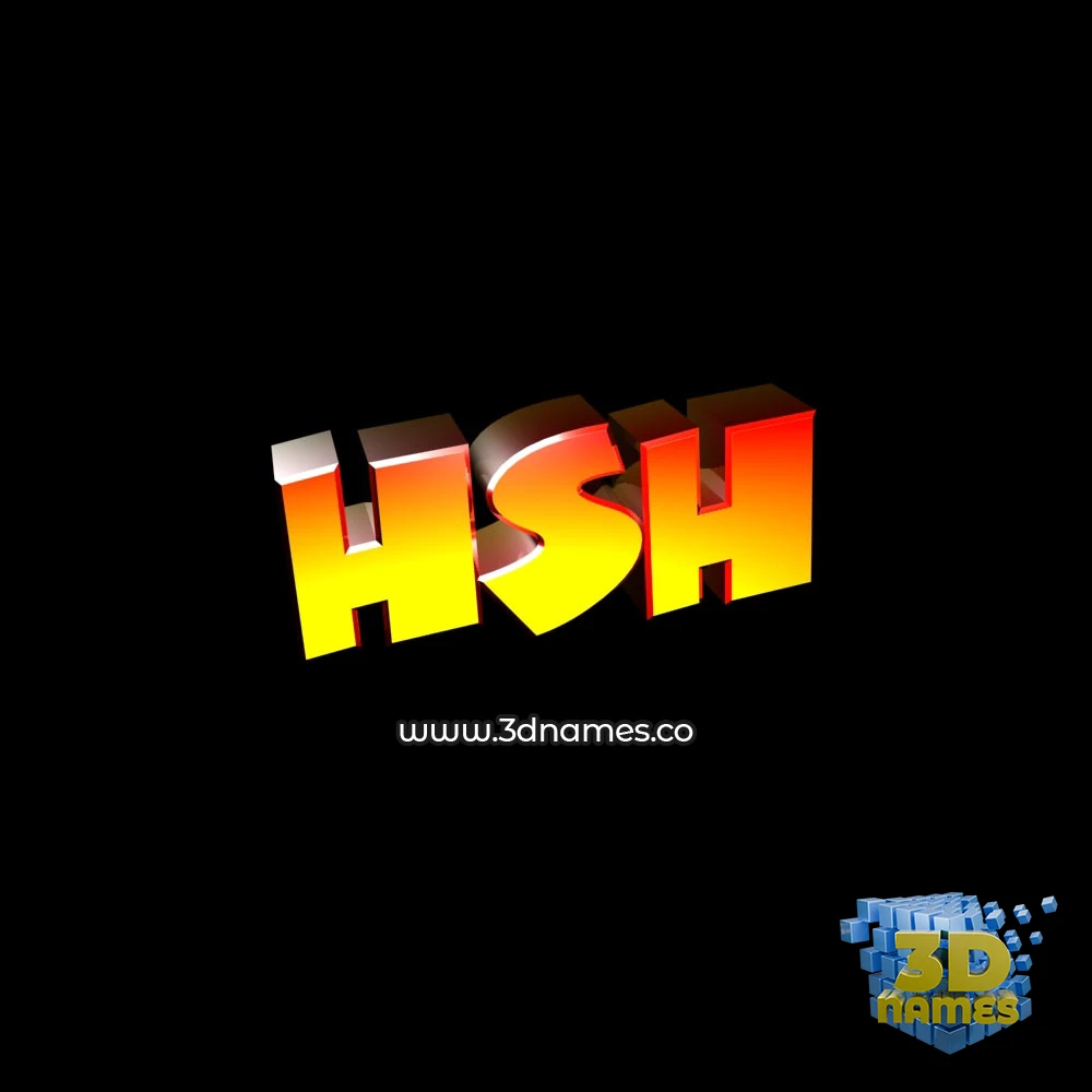 hsh in Black Background style - 3D name wallpaper