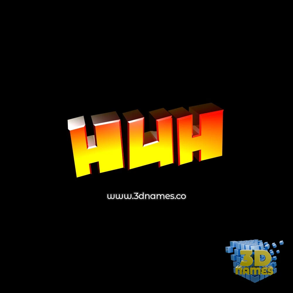 huh in Black Background style - 3D name wallpaper