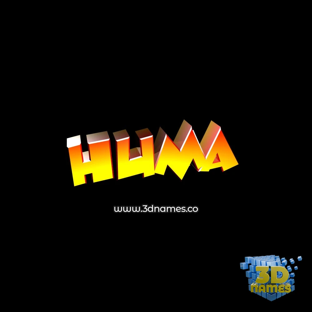 huma in Black Background style - 3D name wallpaper