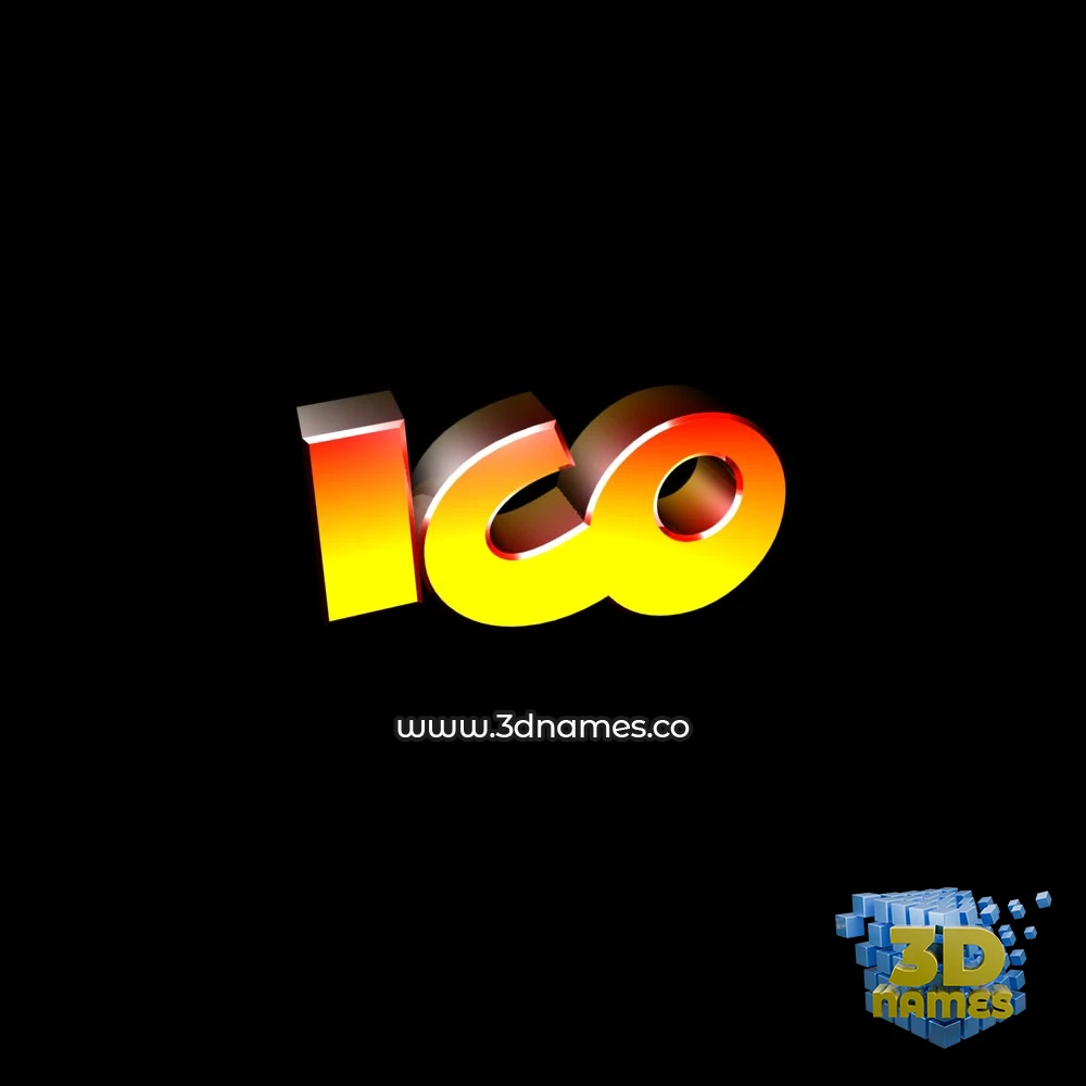ico in Black Background style - 3D name wallpaper