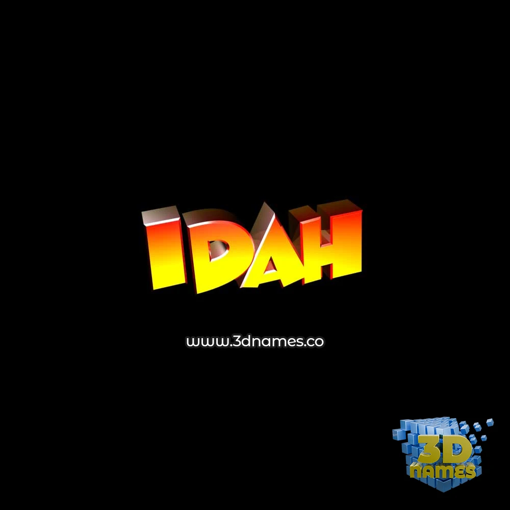 idah in Black Background style - 3D name wallpaper