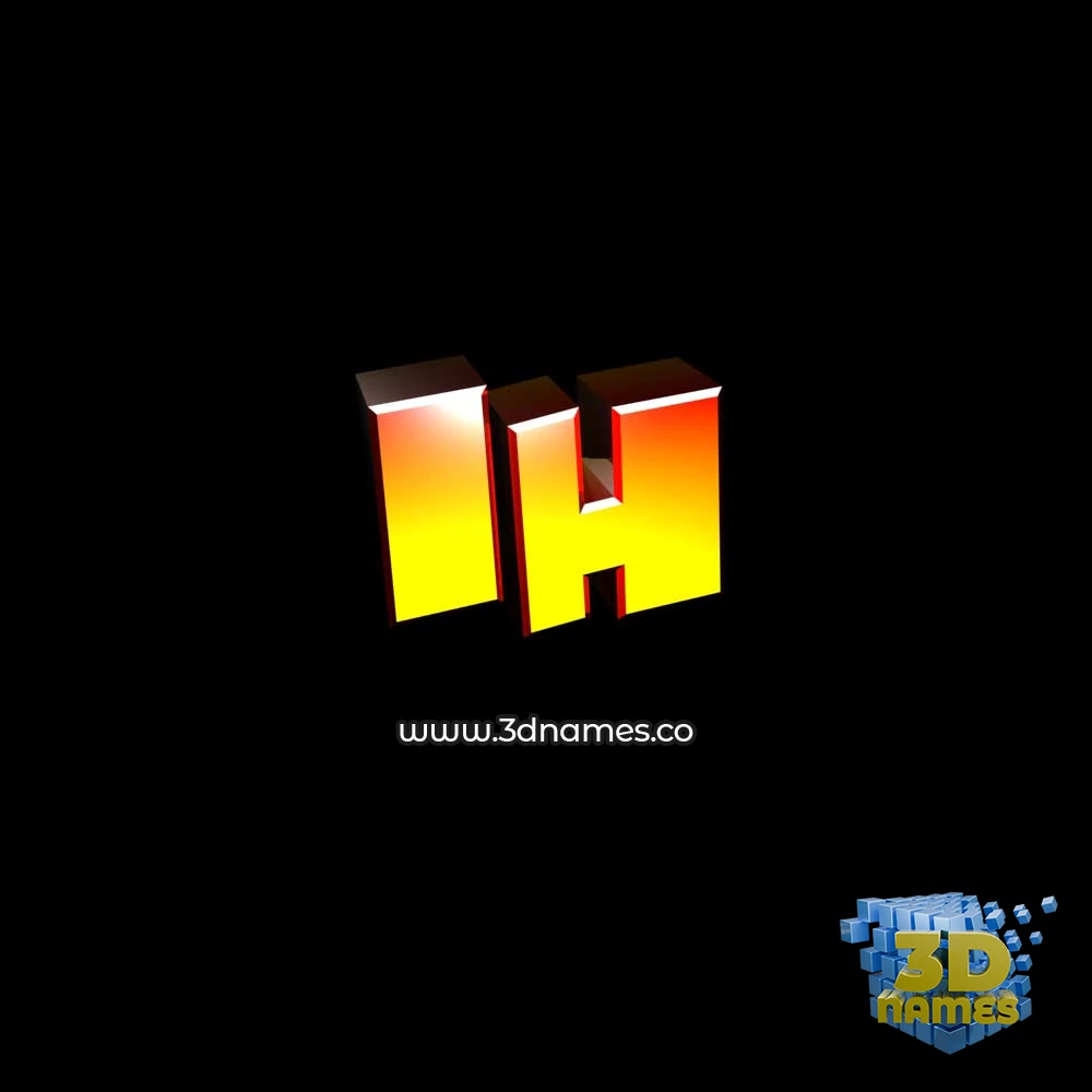 ih in Black Background style - 3D name wallpaper