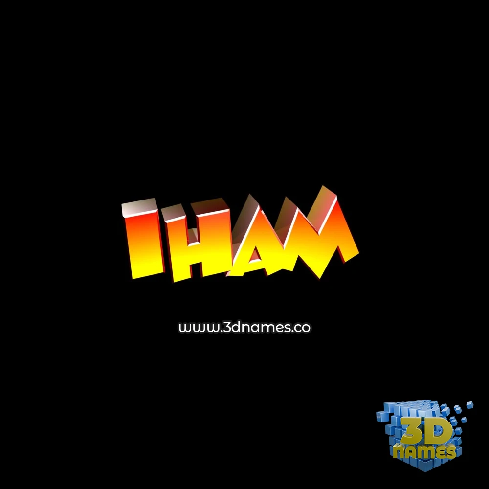 iham in Black Background style - 3D name wallpaper