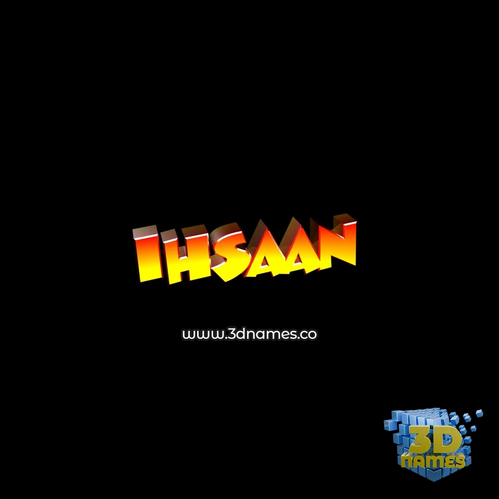 ihsaan in Black Background style - 3D name wallpaper