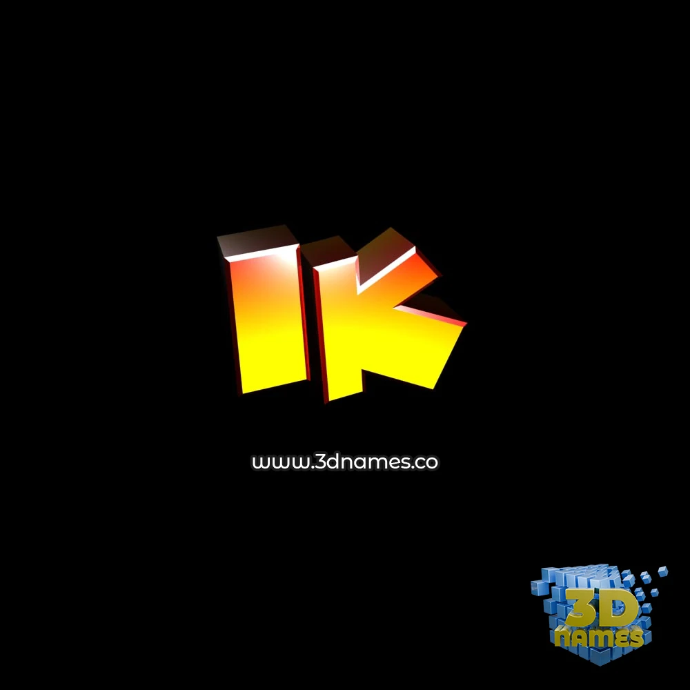 ik in Black Background style - 3D name wallpaper