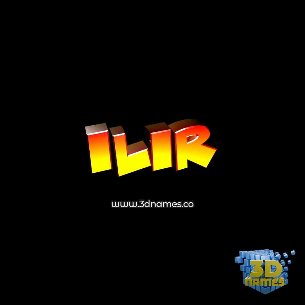 ilir in Black Background style - 3D name wallpaper