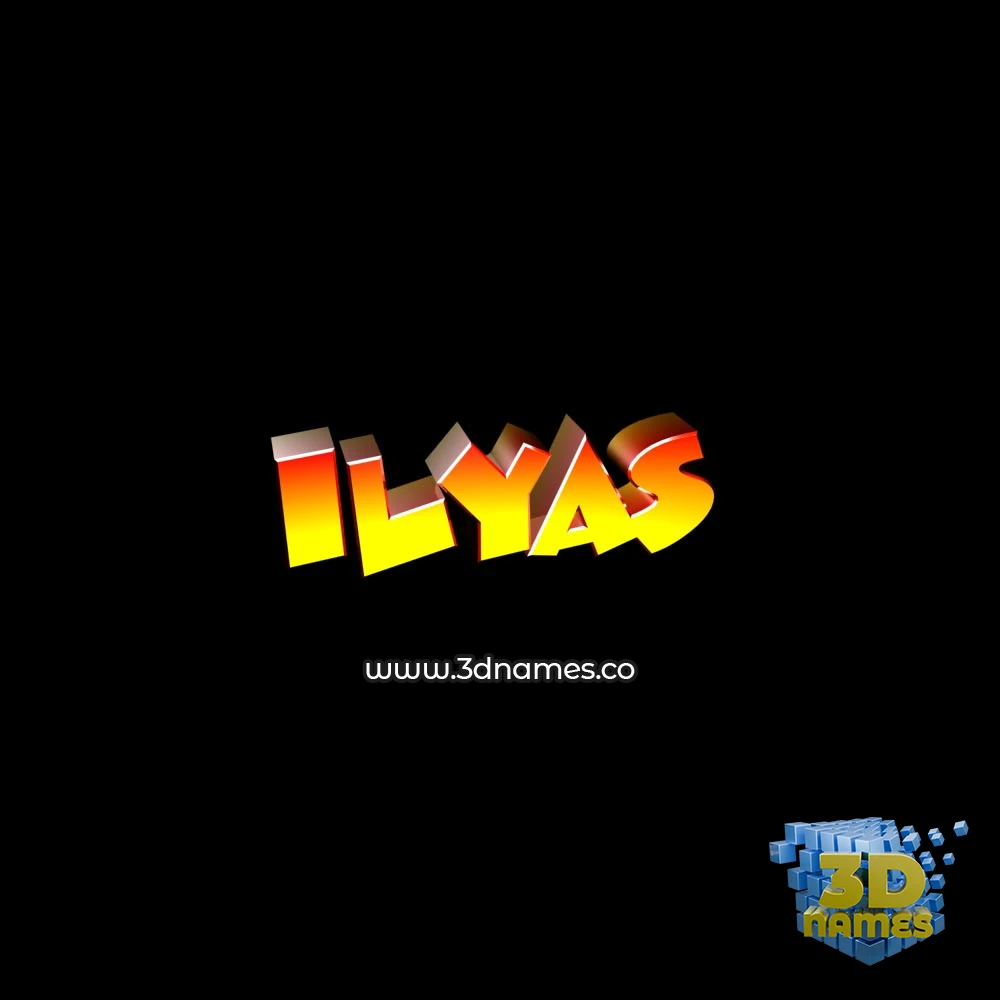 ilyas in Black Background style - 3D name wallpaper
