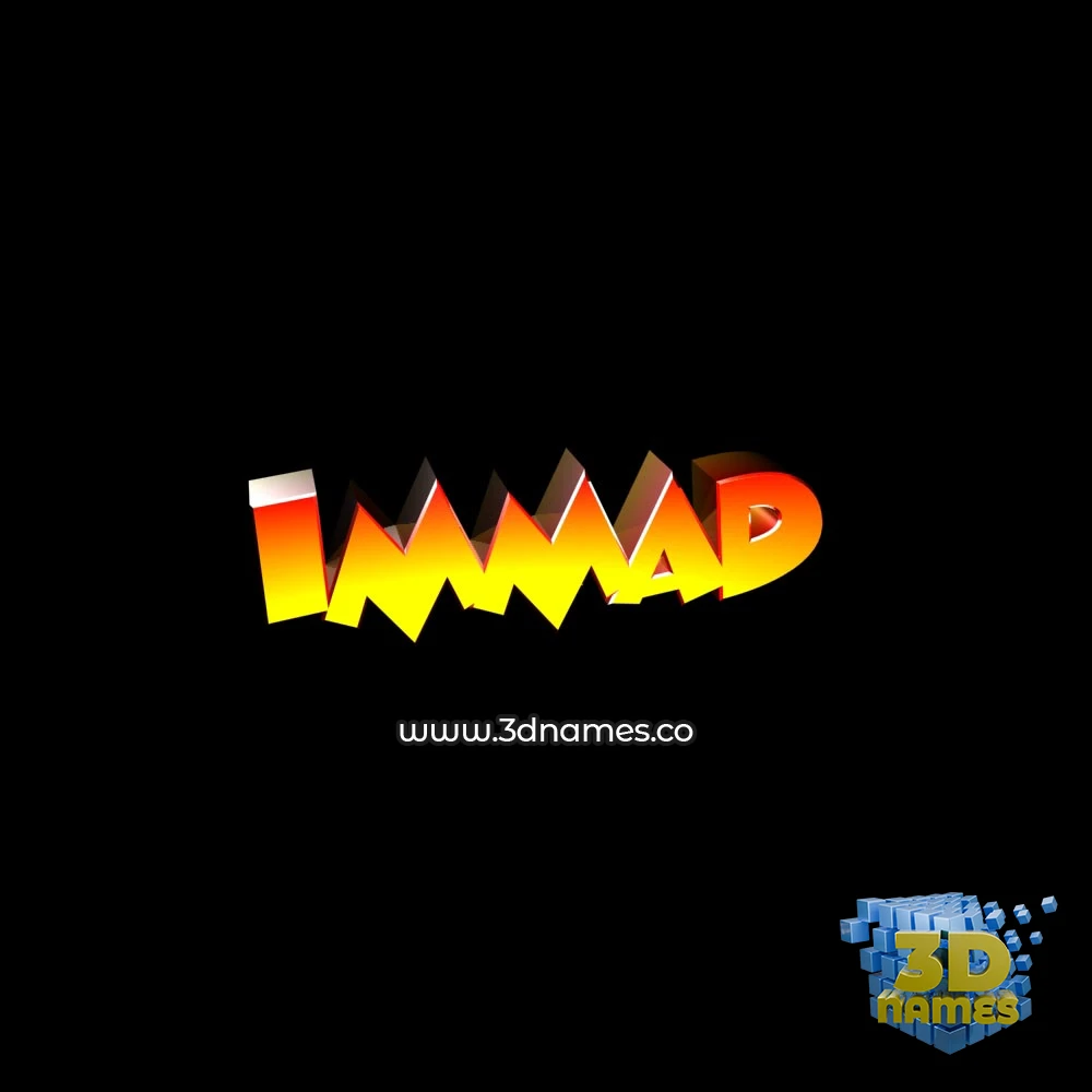 immad in Black Background style - 3D name wallpaper