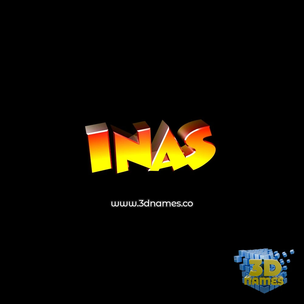 inas in Black Background style - 3D name wallpaper