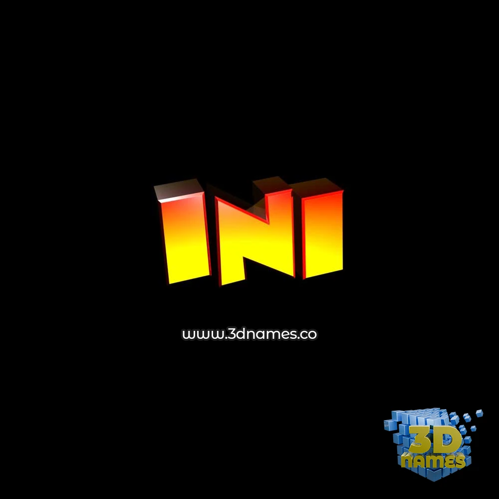 ini in Black Background style - 3D name wallpaper