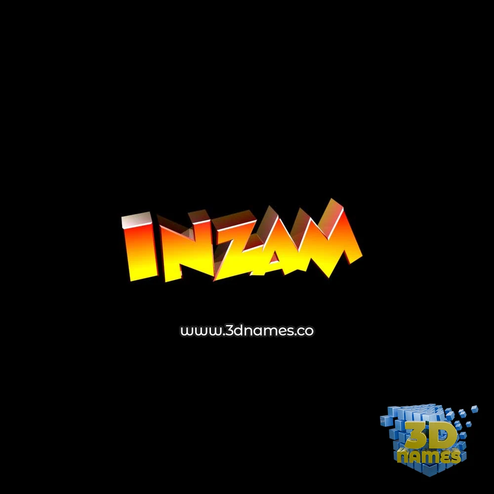 inzam in Black Background style - 3D name wallpaper