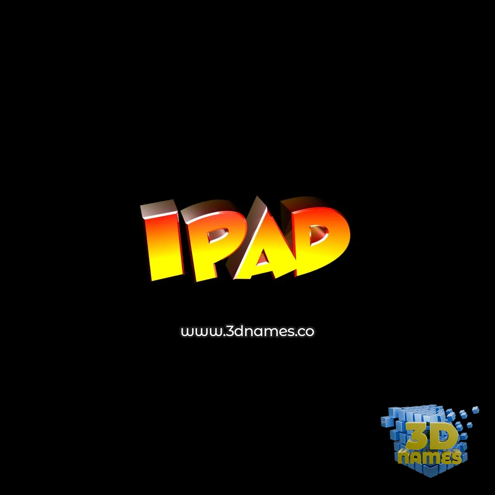 ipad in Black Background style - 3D name wallpaper