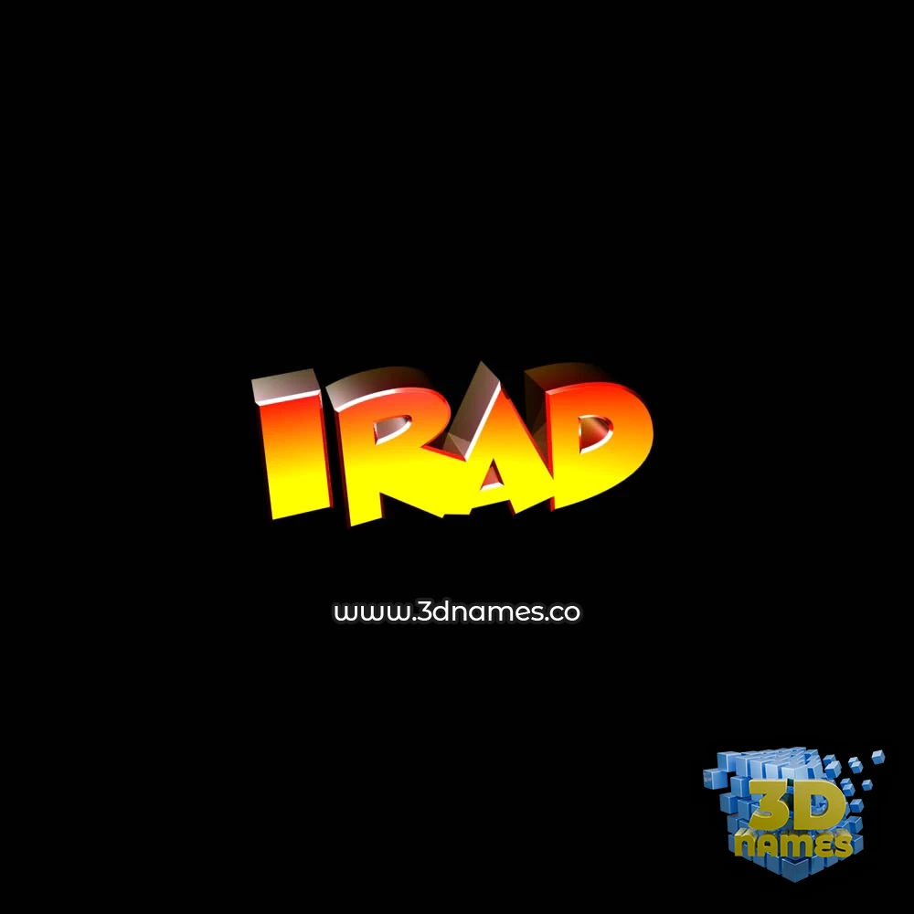 irad in Black Background style - 3D name wallpaper
