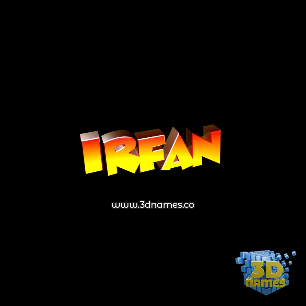 irfan in Black Background style - 3D name wallpaper