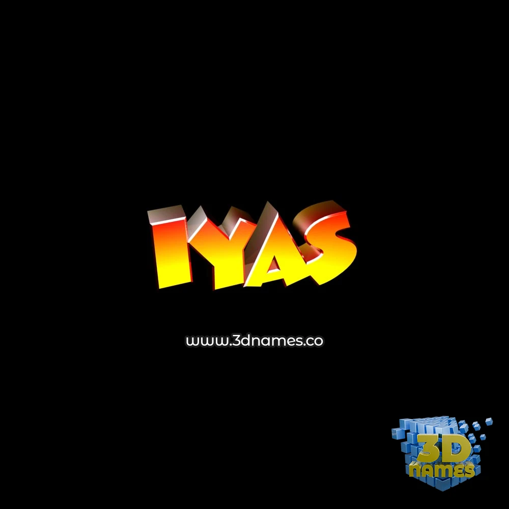 iyas in Black Background style - 3D name wallpaper