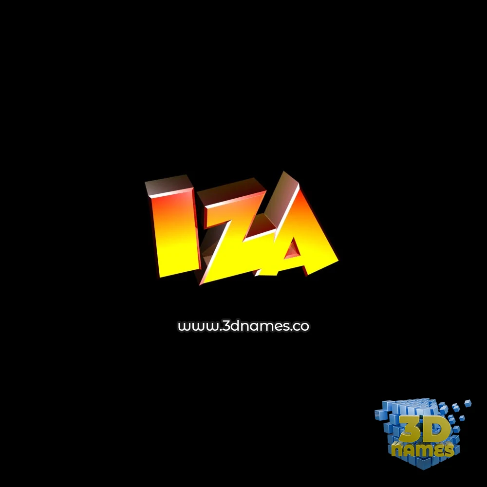 iza in Black Background style - 3D name wallpaper
