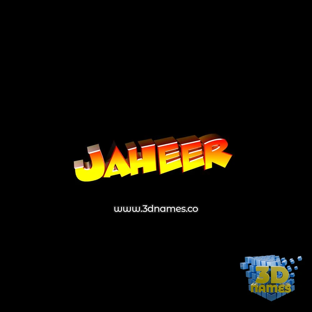 jaheer in Black Background style - 3D name wallpaper