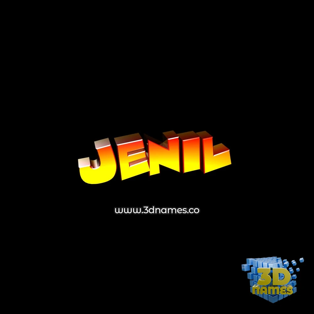 jenil in Black Background style - 3D name wallpaper