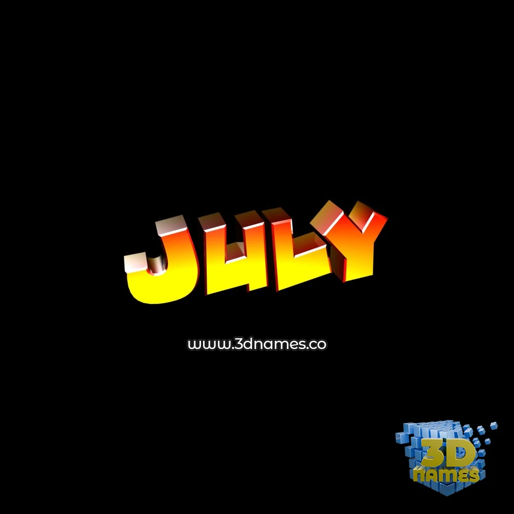 july in Black Background style - 3D name wallpaper