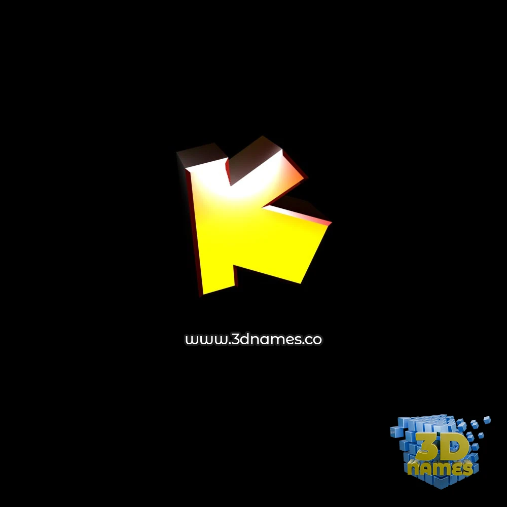 k in Black Background style - 3D name wallpaper