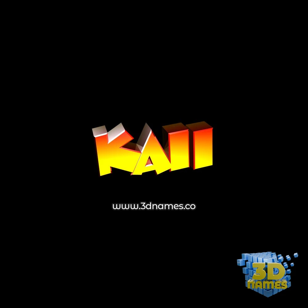 kaii in Black Background style - 3D name wallpaper