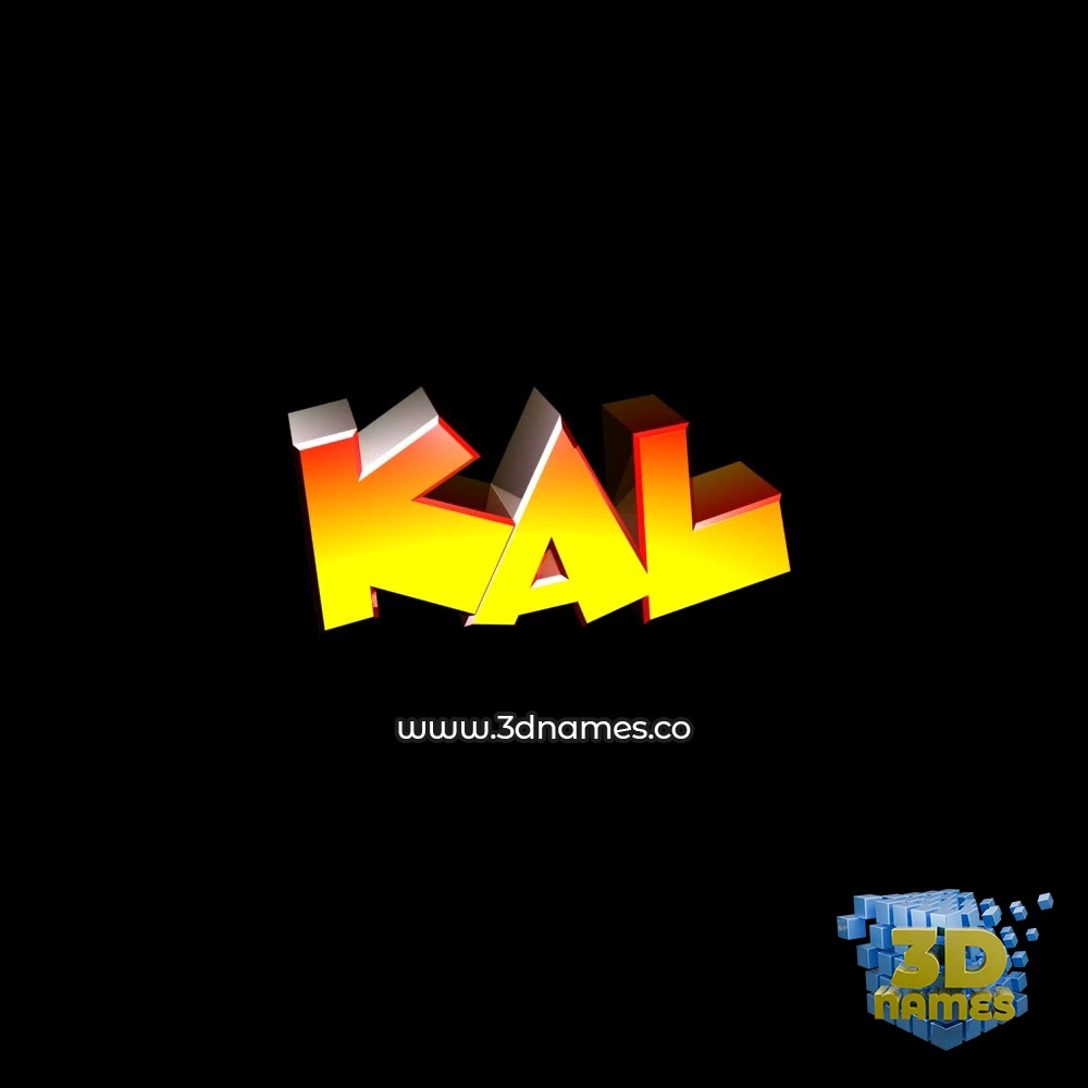 kal in Black Background style - 3D name wallpaper