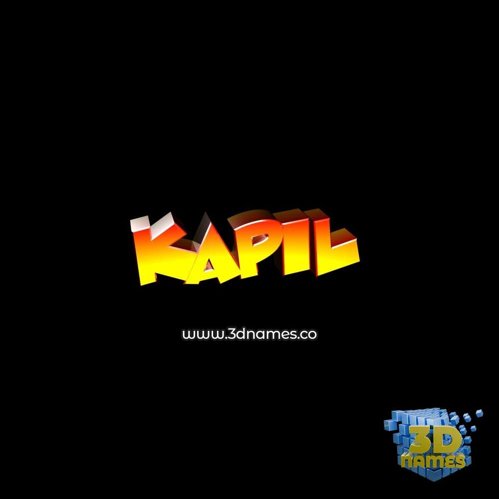kapil in Black Background style - 3D name wallpaper