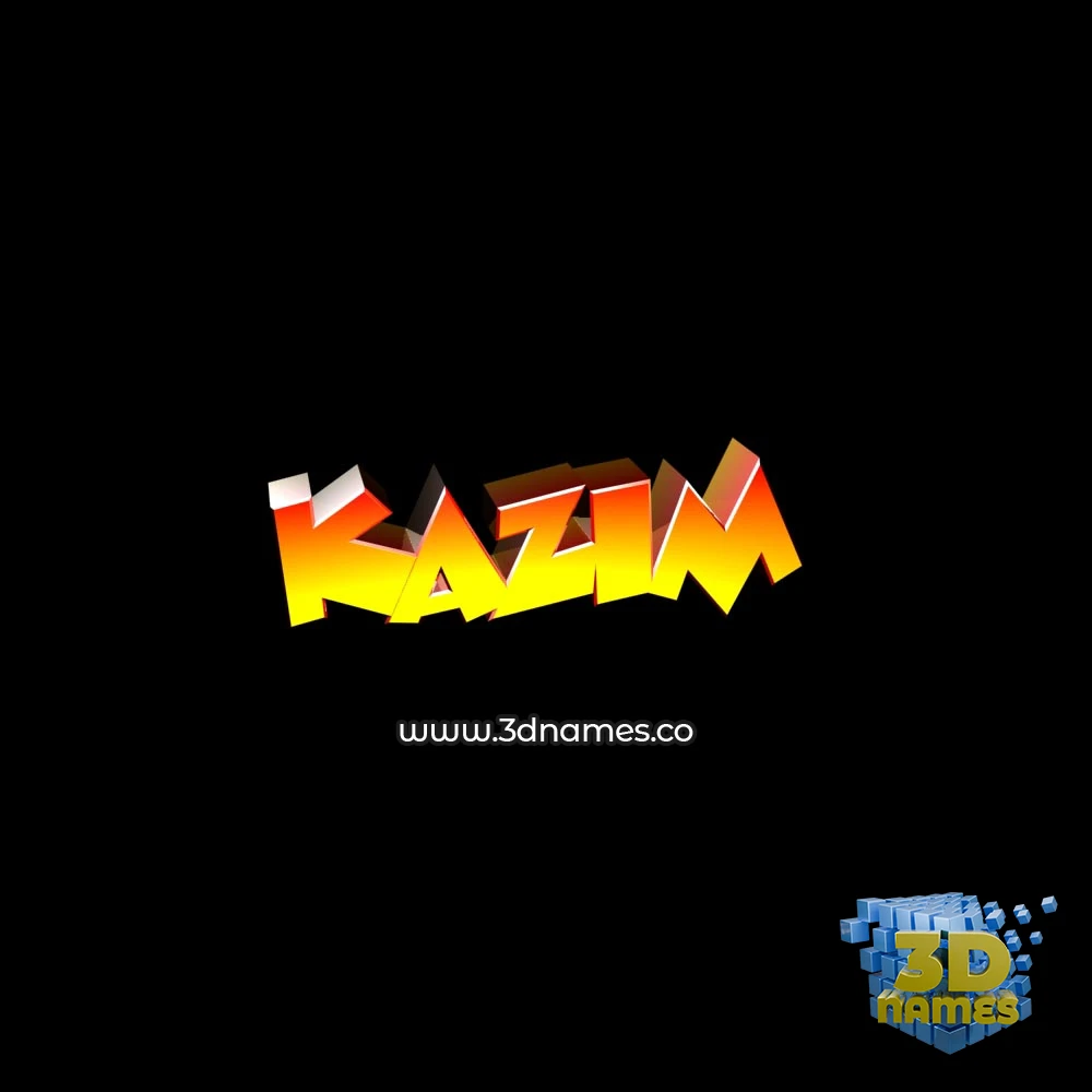 kazim in Black Background style - 3D name wallpaper