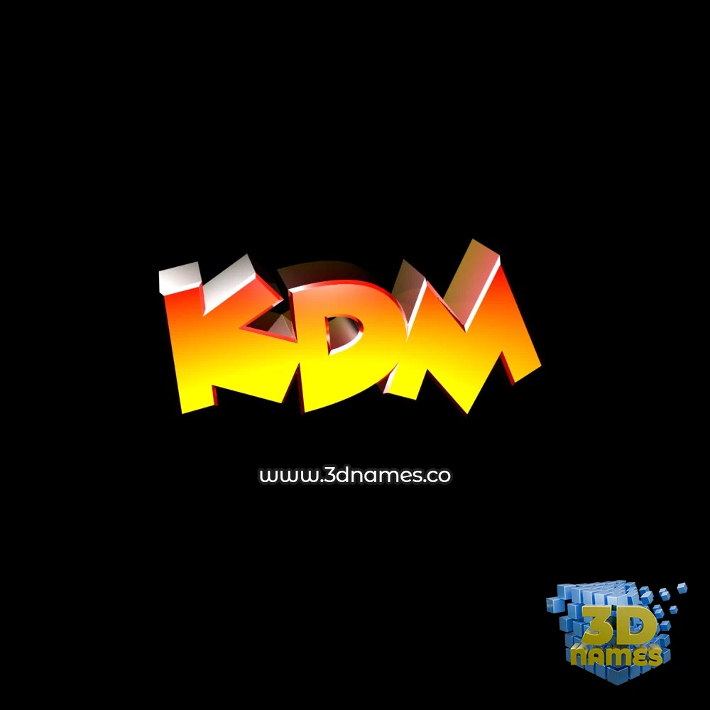 kdm in Black Background style - 3D name wallpaper
