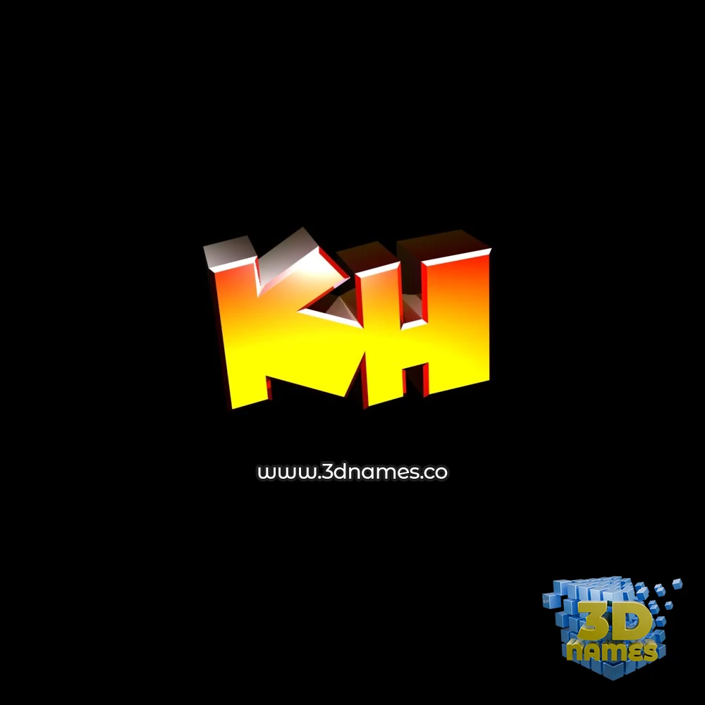 kh in Black Background style - 3D name wallpaper
