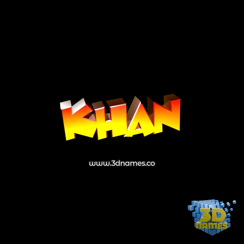 khan in Black Background style - 3D name wallpaper
