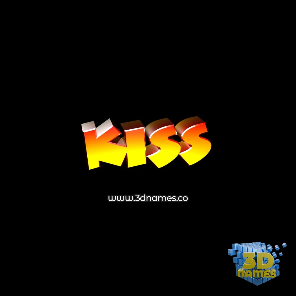 kiss in Black Background style - 3D name wallpaper
