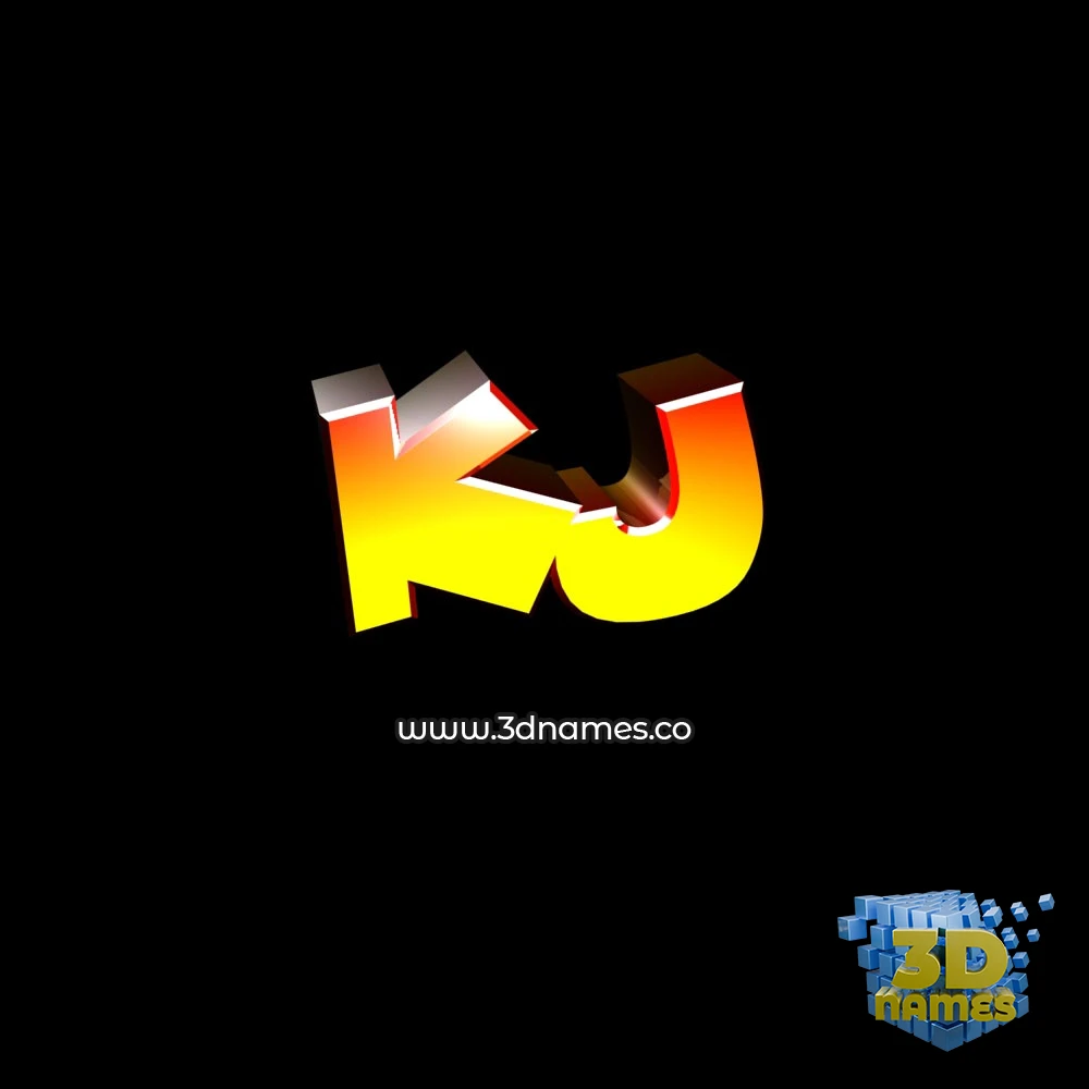 kj in Black Background style - 3D name wallpaper
